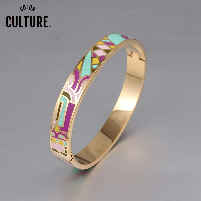 

Fashion Bracelet For Women Gold Geometric Colorful Couples Bangle Designs Wedding Jewelry