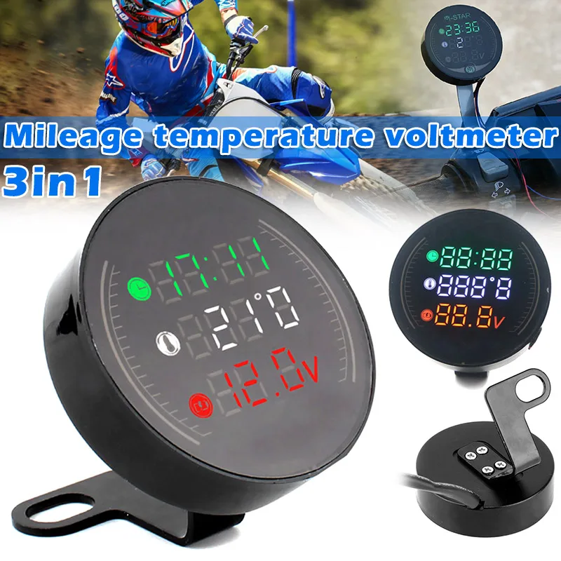 1 Pcs 3 in 1 Motorcycle Digital LED Clock Temperature Voltage Thermometer Combo NR-shipping
1 Pcs 3 in 1 Motorcycle Digital LED Clock Temperature Voltage Thermometer Combo NR-shipping
