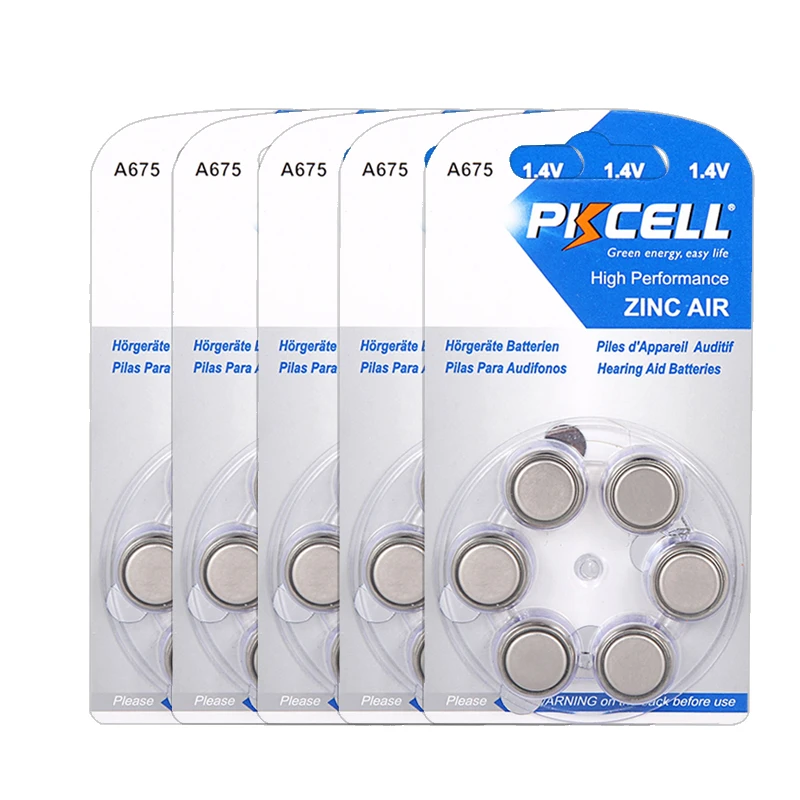 30pcs PKCELL 1.4V Hearing Aid Batteries Zinc Air A675 675A ZA675 675 PR44 ( Quantity 5pack*6 ) 
30pcs PKCELL 1.4V Hearing Aid Batteries Zinc Air A675 675A ZA675 675 PR44 ( Quantity 5pack*6 )