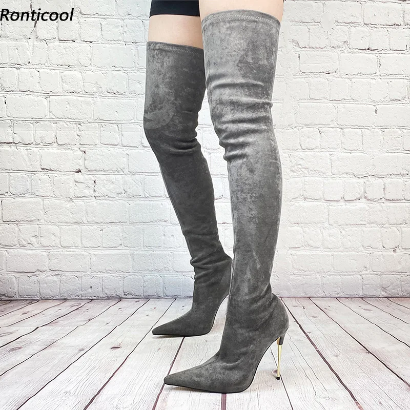 Новые женские эластичные сапоги Ronticool до бедра, замшевые туфли на шпильках с острым носком, красивые серые, фуксия, красные вечерние туфли для женщин, американские размеры 5-13
Новые женские эластичные сапоги Ronticool до бедра, замшевые туфли на шпильках с острым носком, красивые серые, фуксия, красные вечерние туфли для женщин, американские размеры 5-13