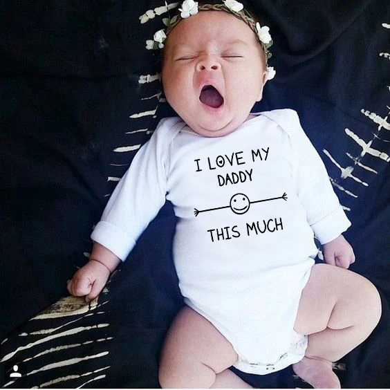 

2022 Baby Bodysuit Newborn Baby Long Sleeve Romper I LOVE MY DADDY/MOMMY THIS MUCH Print Twin Baby Matching Jumpsuit Clothes