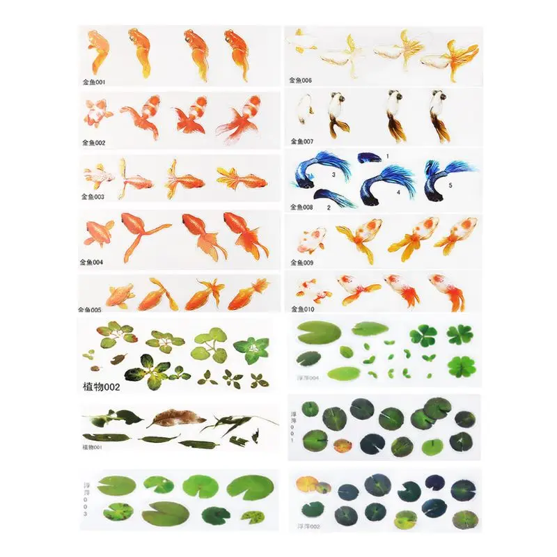 16 Pcs/set DIY Crystal Epoxy Filler 3D Resin Painted Goldfish Leaf Duckweed Filling Crafts Making Material Sticker
16 Pcs/set DIY Crystal Epoxy Filler 3D Resin Painted Goldfish Leaf Duckweed Filling Crafts Making Material Sticker