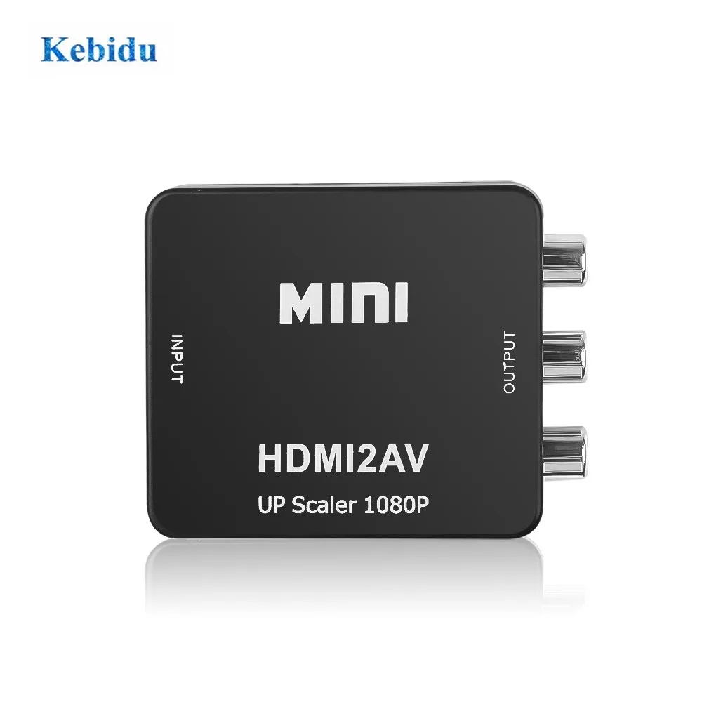 Kebidu Mini HD 1080P HDMI-совместимый видеоконвертер 2AV HDMI-совместим с RCA AV/CVSB L/R поддержка