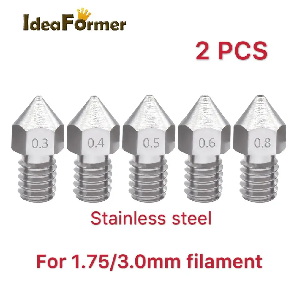 Резьбовое сопло M6 MK8 2 шт. резьбовое 0 2/0 3/0 4/0 5/0 6/0 8 мм для 1 75 мм/3 3D принтер экструдер