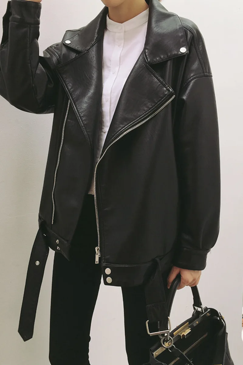 Spring And Autumn New Style Fold-down Collar Solid Color PU Leather Loose-Fit Versatile Leather Jacket Short Motorcycle Jacket T
Spring And Autumn New Style Fold-down Collar Solid Color PU Leather Loose-Fit Versatile Leather Jacket Short Motorcycle Jacket T