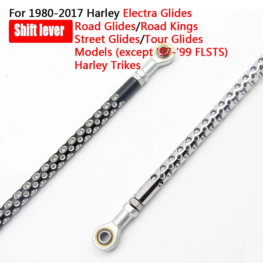 CNC Deep Cut Billet Round Gear Shifter Link Rod Shift Linkage Lever For Harley Touring FL FX FLHT Road King Softail Electra Road Street Trike Glide Dyna Wide Glide 1984-2017 Black