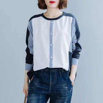 Women Long Sleeve Casual Blouses Shirts New Arrival 2020 Autumn Simple Style O-neck Loose Ladies Oversized Cotton Tops S1986 
Women Long Sleeve Casual Blouses Shirts New Arrival 2020 Autumn Simple Style O-neck Loose Ladies Oversized Cotton Tops S1986