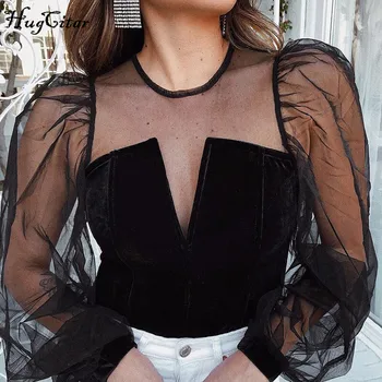 Hugcitar 2020 long puff sleeve mesh see-through patchwork sexy tops spring women new streetwear party elegant outfits T-shirts
Hugcitar 2020 long puff sleeve mesh see-through patchwork sexy tops spring women new streetwear party elegant outfits T-shirts
