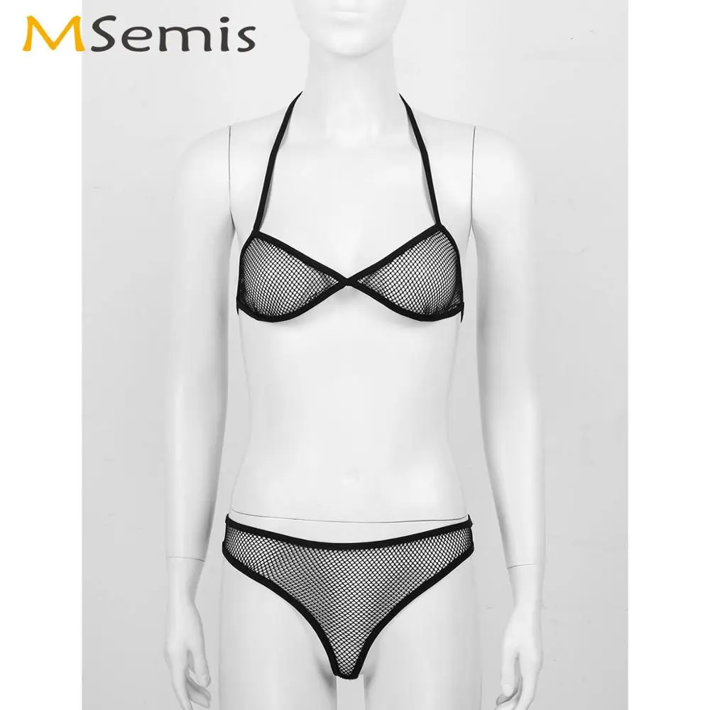 Womens Fetish See Through Fishnet Nightwear Sexy Sissy Bikinis Lingerie Set Sheer Mesh Bra Top with Crotchless Open Butt Briefs
Womens Fetish See Through Fishnet Nightwear Sexy Sissy Bikinis Lingerie Set Sheer Mesh Bra Top with Crotchless Open Butt Briefs
