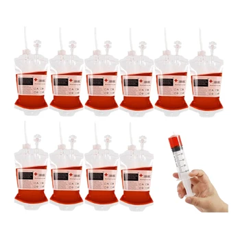 20 Pcs Reusable Blood Bag for Drinks Halloween Container with Syringe Set,for Cosplay Halloween Zombie Party 
20 Pcs Reusable Blood Bag for Drinks Halloween Container with Syringe Set,for Cosplay Halloween Zombie Party