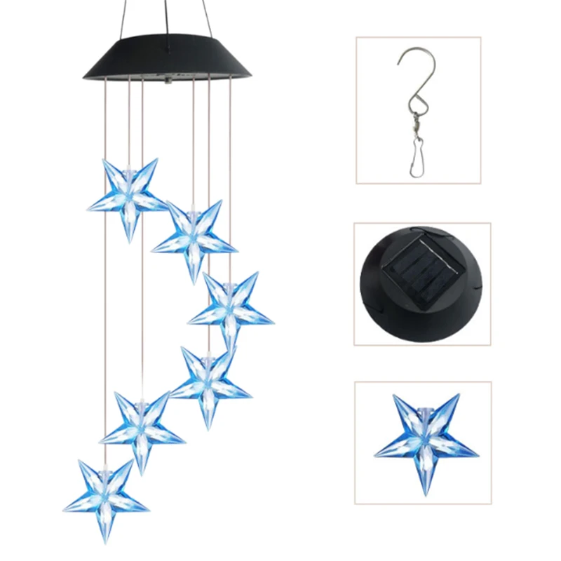 Top-Solar Color Changing Wind Chime Blue Star LED Wind Chime Wind Mobile Portable Waterproof Outdoor Decorative Romantic Wind Be
Top-Solar Color Changing Wind Chime Blue Star LED Wind Chime Wind Mobile Portable Waterproof Outdoor Decorative Romantic Wind Be