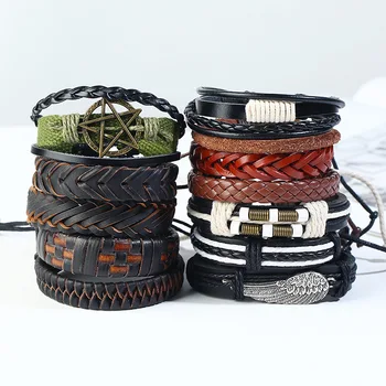 BPK014 Diy Handmade Cowhide Leather Bracelet 12pcs/set Bijuterias Punk Mode Homme Woven Bracelets Pulseira Masculina Pulseira 
BPK014 Diy Handmade Cowhide Leather Bracelet 12pcs/set Bijuterias Punk Mode Homme Woven Bracelets Pulseira Masculina Pulseira