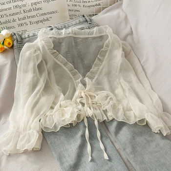 solid ruffles women shirts summer new v-neck long-sleeved short high waist lady elegant shirts outwear coat tops
solid ruffles women shirts summer new v-neck long-sleeved short high waist lady elegant shirts outwear coat tops