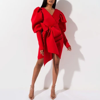 Bikitique Deep V-Neck Bubble Long Sleeve Tie Bow Slim Wrap Hip Sexy Dress Banquet Date Elegance Generous Party Dress Women
Bikitique Deep V-Neck Bubble Long Sleeve Tie Bow Slim Wrap Hip Sexy Dress Banquet Date Elegance Generous Party Dress Women