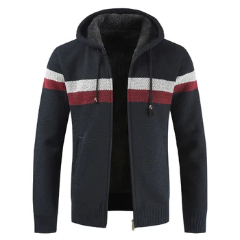 Men Sweater Coat Winter Thick Warm Hooded Cardigan Clothes Men Striped Cashmere Wool Liner Zipper Fleece Coats coat men 
Men Sweater Coat Winter Thick Warm Hooded Cardigan Clothes Men Striped Cashmere Wool Liner Zipper Fleece Coats coat men