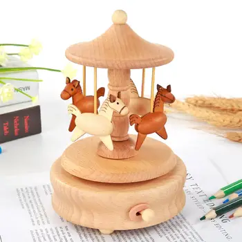 Creative Wood Music Box Classical Rotate Spring Merry-go-round Music Box Artware Christmas Gift Kids Toy
Creative Wood Music Box Classical Rotate Spring Merry-go-round Music Box Artware Christmas Gift Kids Toy