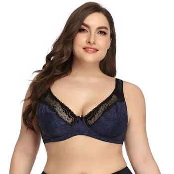 Women Large Size Ultra-thin Underwired Full Cup Lace Bra Push Up Gathered Comfortable Brassiere 85(38)-110(48)(D/E Cup) 
Women Large Size Ultra-thin Underwired Full Cup Lace Bra Push Up Gathered Comfortable Brassiere 85(38)-110(48)(D/E Cup)