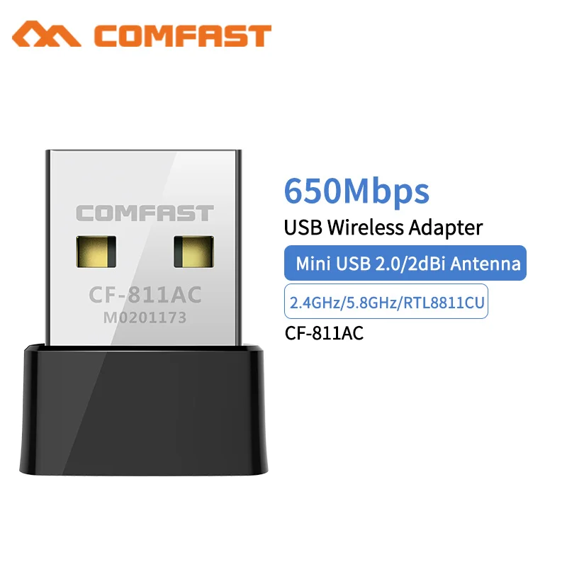 Comfast CF-811AC 650Mbps Wireless USB Wifi Adapter Receiver 2.4 5 Ghz USB Wifi 802.11n/g/b/ac Network Card For PC Wi-fi Dongle
Comfast CF-811AC 650Mbps Wireless USB Wifi Adapter Receiver 2.4 5 Ghz USB Wifi 802.11n/g/b/ac Network Card For PC Wi-fi Dongle