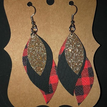 New! New Arrival Feather Earrings Glitter Triple Plaid Fringe Leather Earrings Exaggerated Layered Splice Leaf Shaped Earrings
New! New Arrival Feather Earrings Glitter Triple Plaid Fringe Leather Earrings Exaggerated Layered Splice Leaf Shaped Earrings