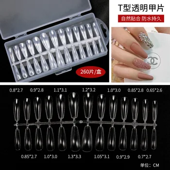 

Cross Border Dedicated 240 Oblong Water Droplet Square Trapezoid Fake Nails Seemless Boxed Thin Transparent Nail Tips