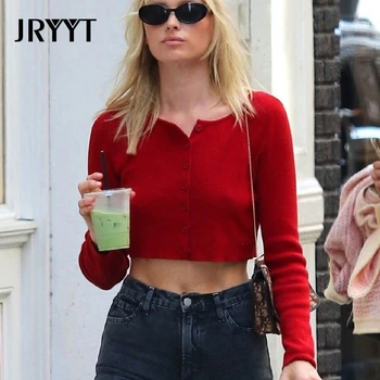 JRYYT Summer Navel Knitted Tops Women High Street Open Stitch Blouses Female Long Sleeve Short Shirt Woman 2020 Red Blusas Mujer 
JRYYT Summer Navel Knitted Tops Women High Street Open Stitch Blouses Female Long Sleeve Short Shirt Woman 2020 Red Blusas Mujer