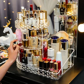 360 Degree Rotating Cosmetic Storage Box Makeup Organizer Cosmetics Storage Rack Crystal helf Display Stand High Capacity Storag
360 Degree Rotating Cosmetic Storage Box Makeup Organizer Cosmetics Storage Rack Crystal helf Display Stand High Capacity Storag