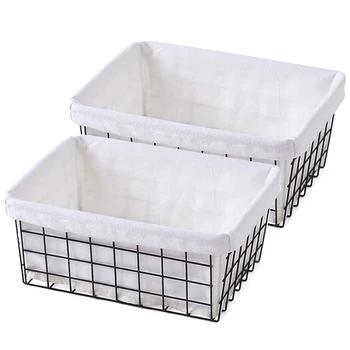 2 Pieces of Wire Storage Basket with Cloth Cover for Bread Muffin Fruit Snack Home Storage Home Decoration Black
2 Pieces of Wire Storage Basket with Cloth Cover for Bread Muffin Fruit Snack Home Storage Home Decoration Black