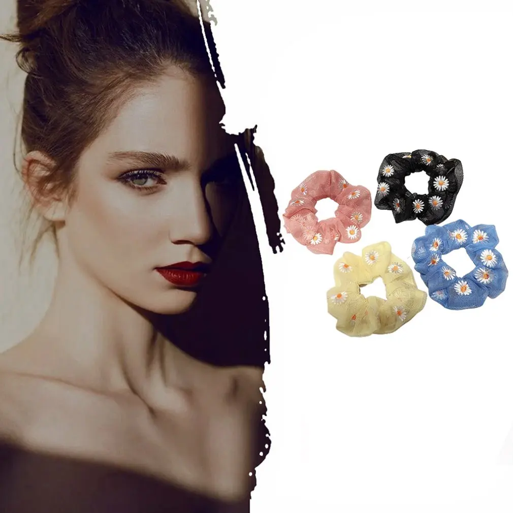 Net Yarn Small Daisy Girly Spring Ins Hair Rope Large Intestine Hair Ring Forest Rubber Band Female Tie Head
