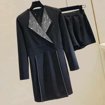 2019 New Autumn Fashion Women's Sets Hot Drilling Slim V Neck Long Sleeve Dress + Elastic Waist Casual Shorts Female Suits
2019 New Autumn Fashion Women's Sets Hot Drilling Slim V Neck Long Sleeve Dress + Elastic Waist Casual Shorts Female Suits