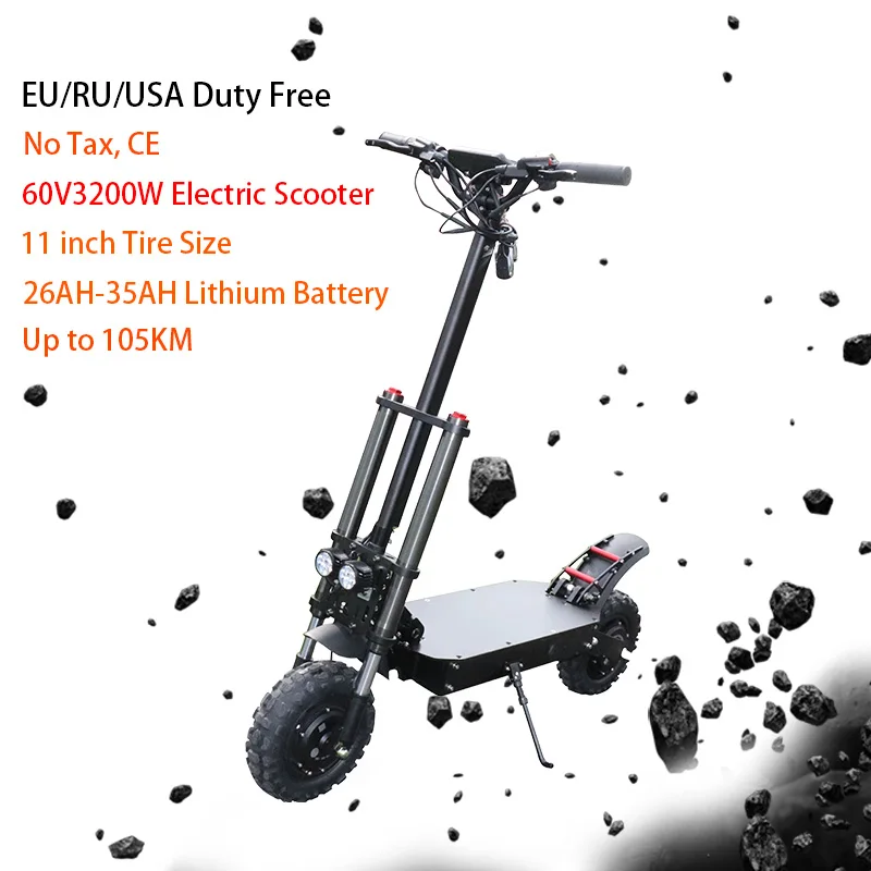 High Speed 80km/h Scooter Electric 11" Adult 60V 3200W Powerful Motor Wheel Foldable Kick E Scooter Hoverboad electric scooter
High Speed 80km/h Scooter Electric 11" Adult 60V 3200W Powerful Motor Wheel Foldable Kick E Scooter Hoverboad electric scooter