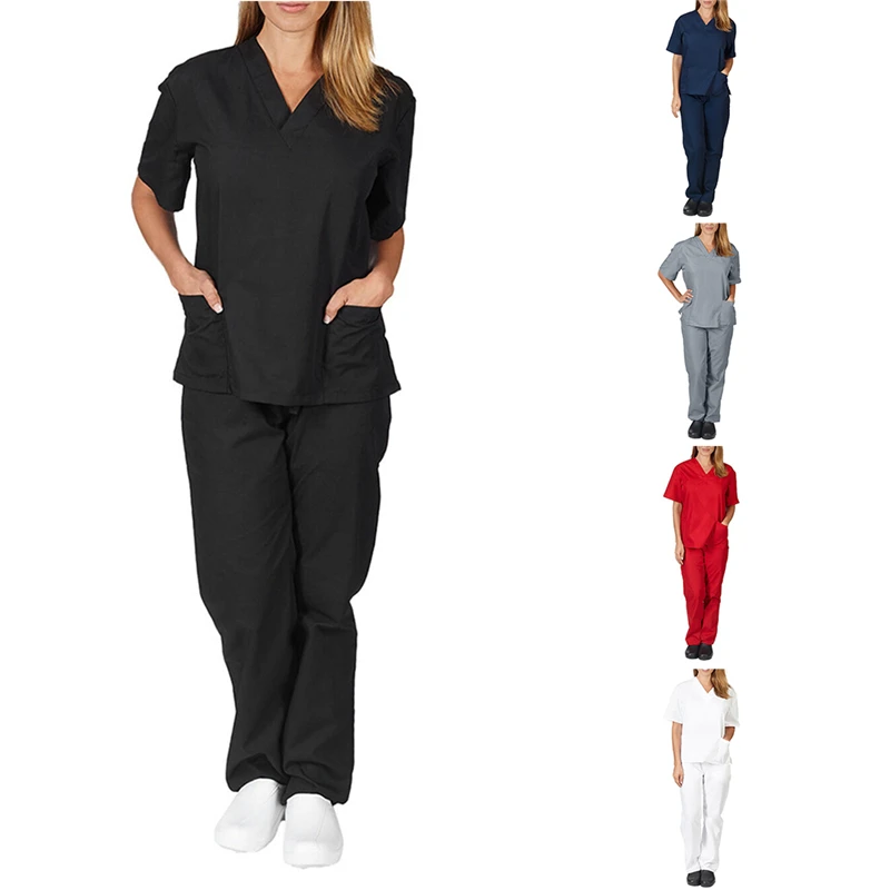 Women Men Workwear Short Sleeve V-neck Tops+Pants Nursing Working Uniform Suit Scrub Uniform Overalls Clothes
Women Men Workwear Short Sleeve V-neck Tops+Pants Nursing Working Uniform Suit Scrub Uniform Overalls Clothes