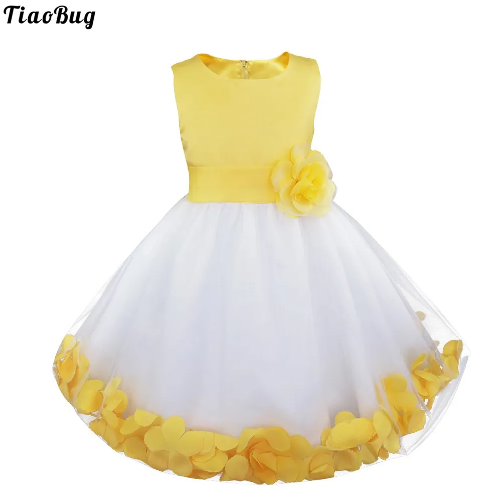 

TiaoBug Summer Kids Toddler Girls Flower Petals Tulle Ball Gown Dress For Formal Wedding Pageant Party Birthday