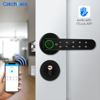 TTlock APP Biometric fingerprint lock Bluetooth Digital Smart door lock Keyless Electronic Handle Lock Wifi Alexa Iron/Wooden
TTlock APP Biometric fingerprint lock Bluetooth Digital Smart door lock Keyless Electronic Handle Lock Wifi Alexa Iron/Wooden