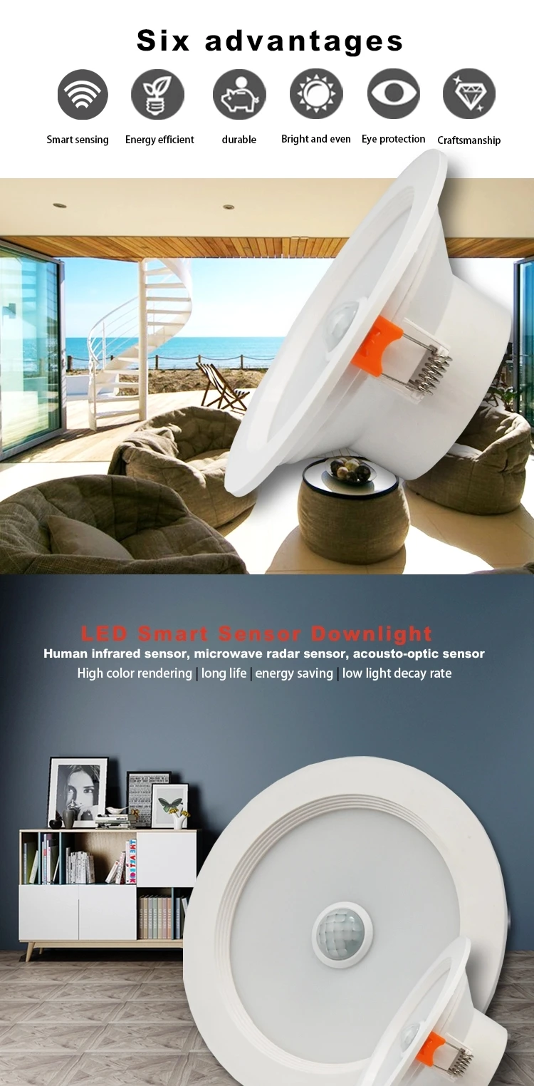 10pcs PIR Motion Sensor Downlights 5W 7W 9W 110-240V Recessed Ceiling Spot Lamp Intelligent Infrared Induction SMD LED Lighting