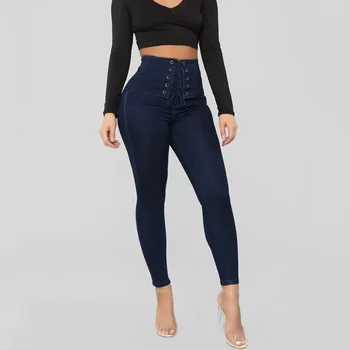 Leggings Pants Women Sexy Slim Pants 2020 New Lace up Waist Bondage Rope High Waisted jeans Dark Blue Pencil Pants 5330A
Leggings Pants Women Sexy Slim Pants 2020 New Lace up Waist Bondage Rope High Waisted jeans Dark Blue Pencil Pants 5330A