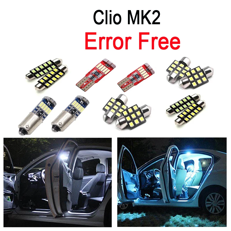8pcs 100% Error Free LED Bulb Interior Reading Dome trunk Light Kit for Renault Clio 2 II MK2 1998-2005
8pcs 100% Error Free LED Bulb Interior Reading Dome trunk Light Kit for Renault Clio 2 II MK2 1998-2005