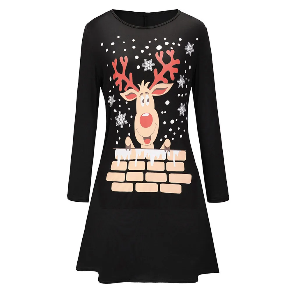 Ladies Sexy Dress Long Sleeve O-neck Christmas Elk Print Knee-lenghth Dress Fashion Elegant Autumn Winter Slim Vestido #M 
Ladies Sexy Dress Long Sleeve O-neck Christmas Elk Print Knee-lenghth Dress Fashion Elegant Autumn Winter Slim Vestido #M