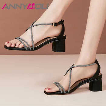 ANNYMOLI Crystal Women Shoes Cross Strap Real Leather High Heels Sandals Square Toe Thick Heel Footwear Summer Sandals Beige 45
ANNYMOLI Crystal Women Shoes Cross Strap Real Leather High Heels Sandals Square Toe Thick Heel Footwear Summer Sandals Beige 45