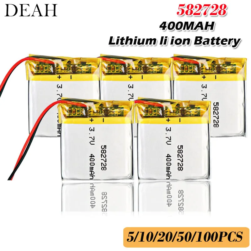 3.7V 400mAh 582728 Lithium Polymer Li-Po li ion Rechargeable Battery For smartwatch GPS Bluetooth PDA speaker Lipo cell
3.7V 400mAh 582728 Lithium Polymer Li-Po li ion Rechargeable Battery For smartwatch GPS Bluetooth PDA speaker Lipo cell