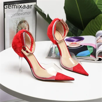 Unique Clear Crystal Thin High Heel Sandals Women Transparent PVC Cover Heel Ankle Strap Fuzzy Party Shoes Woman
Unique Clear Crystal Thin High Heel Sandals Women Transparent PVC Cover Heel Ankle Strap Fuzzy Party Shoes Woman