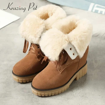 Krazing Pot snow boots cow suede fur increasing platform round toe thick high heel lace up comfortable fashion ankle boots L63
Krazing Pot snow boots cow suede fur increasing platform round toe thick high heel lace up comfortable fashion ankle boots L63