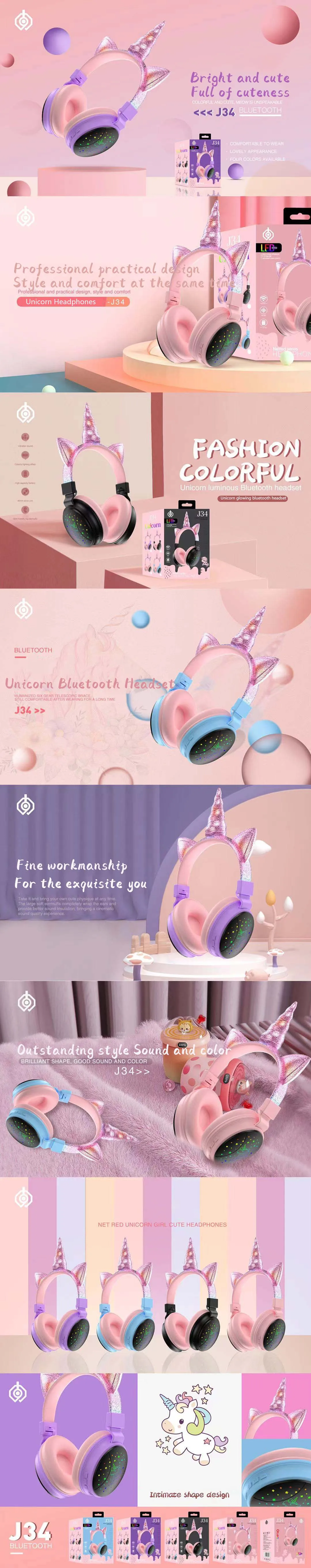 Unicorn Built-in Microphone Wireless Headphone Unicorn Built-in Microphone Wireless Headphone