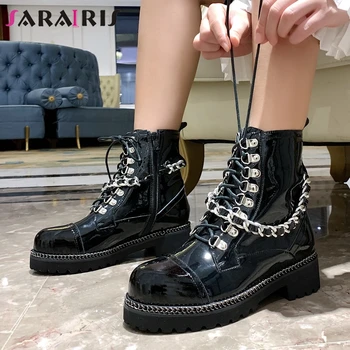 SARAIRIS Cool Girl Designer Boots Solid Round Toe Metal Chain Boots Women Buckle shoelace Wedges Chunky Ankle Shoes Woman
SARAIRIS Cool Girl Designer Boots Solid Round Toe Metal Chain Boots Women Buckle shoelace Wedges Chunky Ankle Shoes Woman