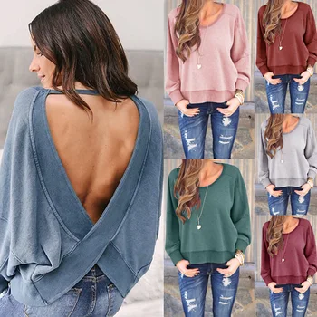 Hot Sale 6 Color 2020 nian Fashion Autumn Solid Color Backless Irregular Ladies Blouse Sweater 0973
Hot Sale 6 Color 2020 nian Fashion Autumn Solid Color Backless Irregular Ladies Blouse Sweater 0973