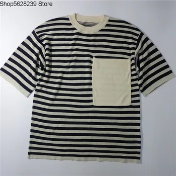 2020 Double-sided Weave Stripes Knitting T Shirt Big Pocket Loose Money Short Sleeve Leisure Top Female
2020 Double-sided Weave Stripes Knitting T Shirt Big Pocket Loose Money Short Sleeve Leisure Top Female