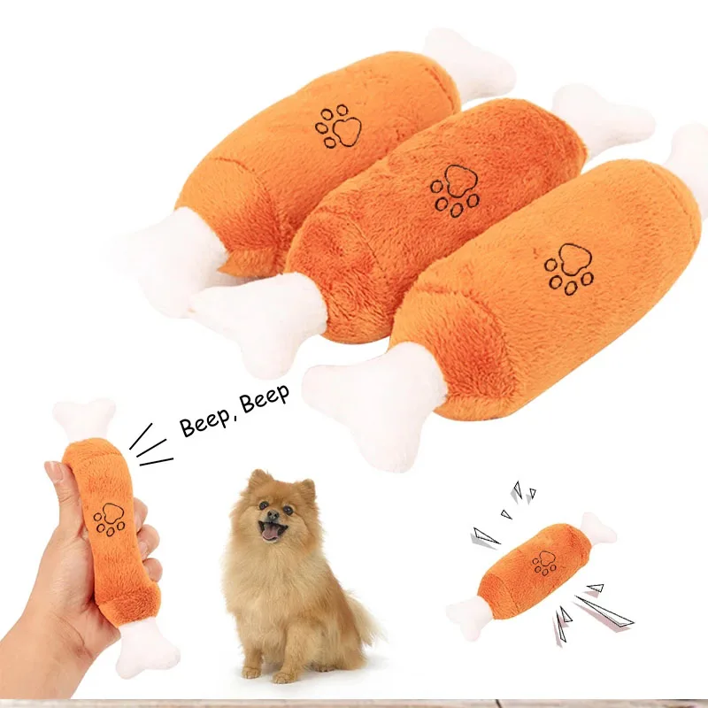 

1Pc Bones Shape Puppy Plush Squeak Chew Toys for Aggressive Chewers Pets Dogs Puppy Playing Cleaning Teeth Dog Supplies
