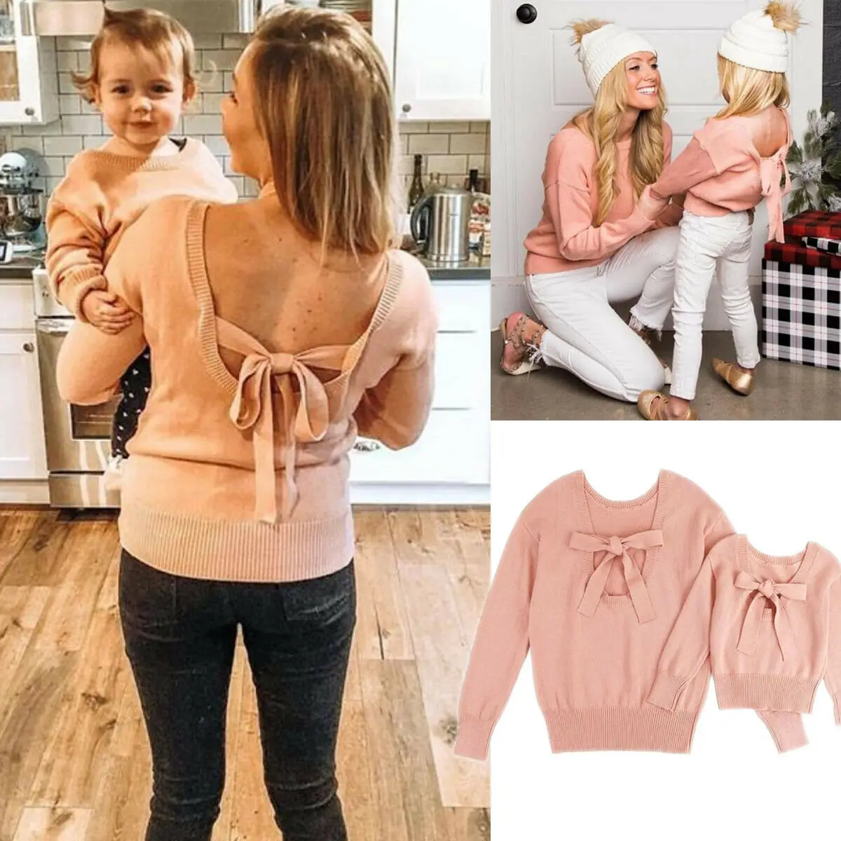 Family Matching Outfits Mother Daughter Winter Knit Warm Sweater Jumper Tops Bow Hollow Back Sweet Outfit Autumn New
Family Matching Outfits Mother Daughter Winter Knit Warm Sweater Jumper Tops Bow Hollow Back Sweet Outfit Autumn New