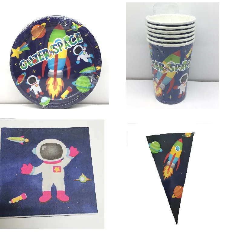 

Outer Space Star Kids Party Decor Disposable Tableware Set Paper Cup Plate Napkins Banner Baby Shower Tablecloth Birthday Gifts