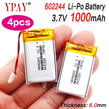 

4pcs Polymer battery 1000 mah 3.7 V 602244 smart home MP3 speakers Li-ion battery for dvd,GPS,mp3,mp4,mp5 cell phone,speaker