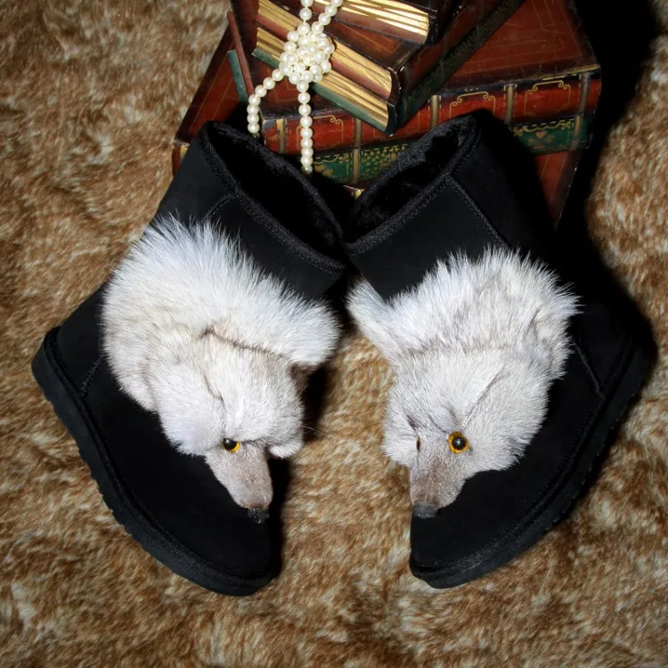 Winter super warm thick bottom low to help large size leather fox head snow boots top layer leather female cotton shoes 34--41
Winter super warm thick bottom low to help large size leather fox head snow boots top layer leather female cotton shoes 34--41